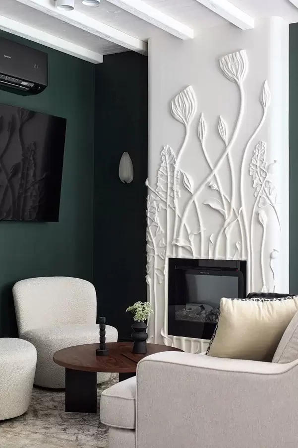 Кухня-гостиная с цветущим камином — 19