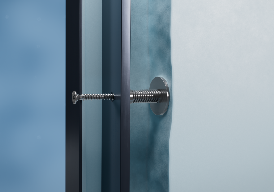 Запатентованная система регулировки для установки скрытого короба позволяет отрегулировать положение короба в проеме с точностью до 0.1 мм